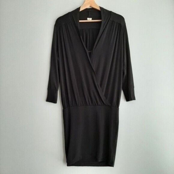 WILFRED Aritzia Faux Wrap Drop Waist Mini Dress Sz M Flawed - Picture 2 of 12